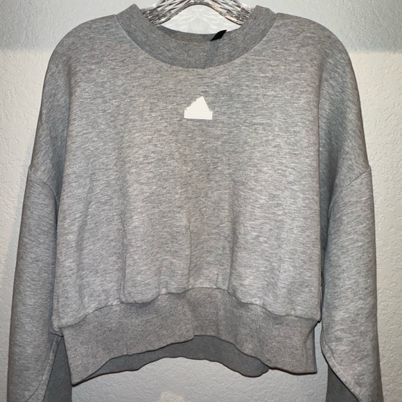 Gray Adidas Women's Cropped Sweater - Picture 2 of 4